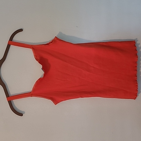Sundance Deep Orange Cotton Ribbed 3/4 Button Lace Tank Top Wmns M Summer Beach - Picture 6 of 10